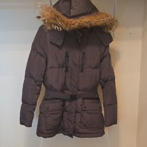 Marc New York Brown Fur-Trimmed Puffer Jacket